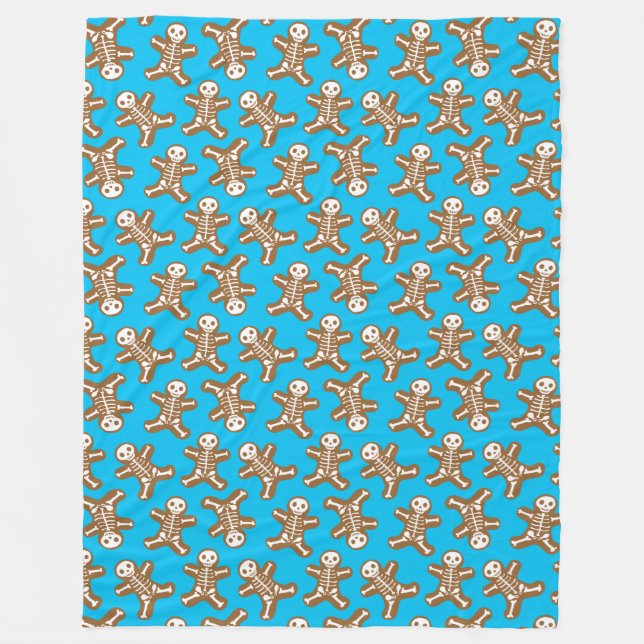 Skeleton Gingerbread Man Pattern Fleece Blanket (Front)