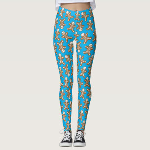 Skeleton Gingerbread Man Pattern Leggings