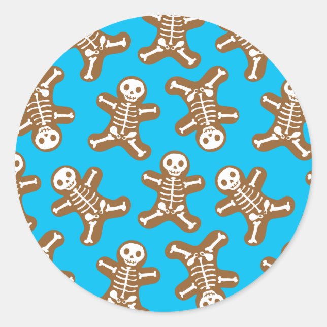 Skeleton Gingerbread Men Classic Round Sticker (Front)