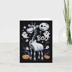 Skeleton Giraffe In Ghosts Halloween Card