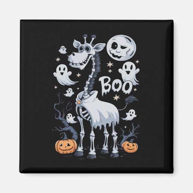 Skeleton Giraffe In Ghosts Halloween  Magnet (Front)