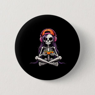 Skeleton Girl Gamer Funny Halloween Costume Spooky 2 Inch Round Button