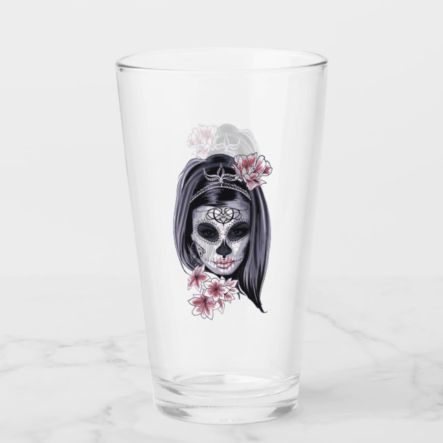 Skeleton Girl Punk Rock Boire Verre Tumbler (Devant)