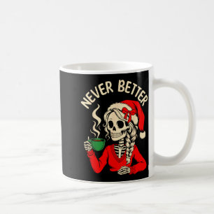 Skeleton Girl Santa Drinking Coffee Xmas Funny Sku Coffee Mug