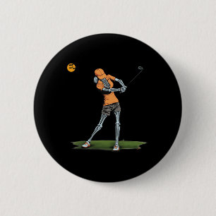 Skeleton Golf Funny Halloween Golfing Sports Golfe 2 Inch Round Button