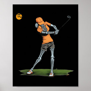 Skeleton Golf Funny Halloween Golfing Sports Golfe Poster