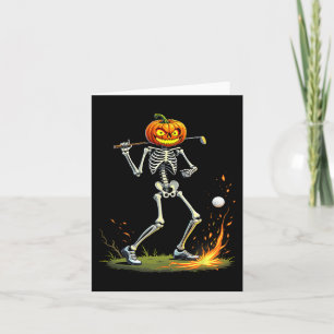 Skeleton Golf Funny Halloween Pumpkin Golfing Golf Card