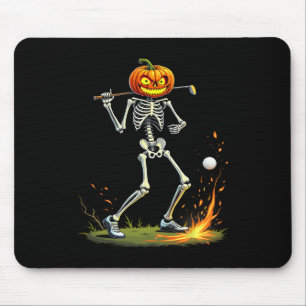 Skeleton Golf Funny Halloween Pumpkin Golfing Golf Mouse Pad