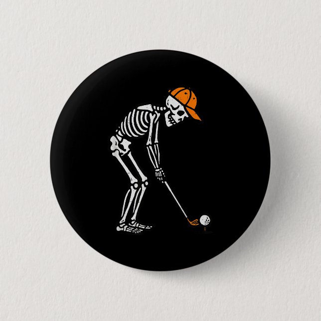 Skeleton Golf Halloween Golfer Costume Dad Mens Bo 2 Inch Round Button (Front)