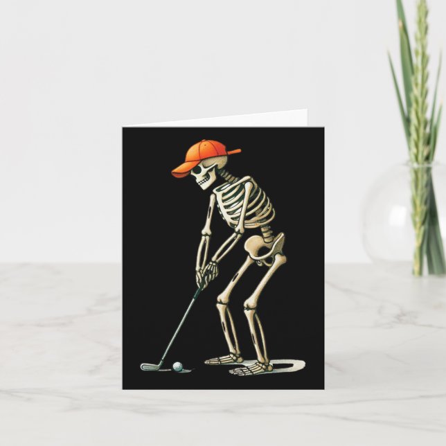Skeleton Golf Halloween Golfer Golf Player Funny M Card (Front)