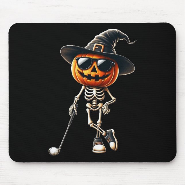Skeleton Golf Pumpkin Golfing Golfer Halloween Cos Mouse Pad (Front)