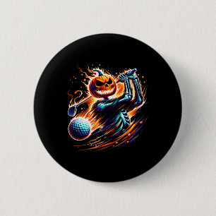 Skeleton Golfing Halloween Pumpkin Golfer Golfer  2 Inch Round Button