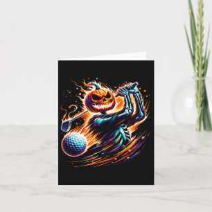 Skeleton Golfing Halloween Pumpkin Golfer Golfer  Card