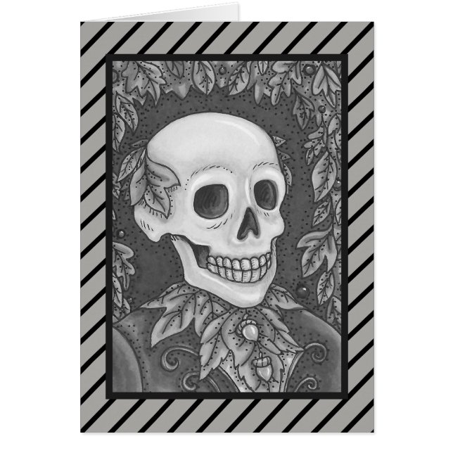 SKELETON GOTH GENTLEMAN SKULE GREETING CARD Blank (Devant)