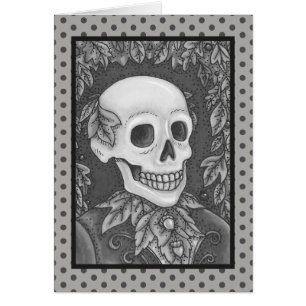 SKELETON GOTH GENTLEMAN SKULE GREETING CARD Blank