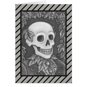 SKELETON GOTH GENTLEMAN SKULE GREETING CARD Blank