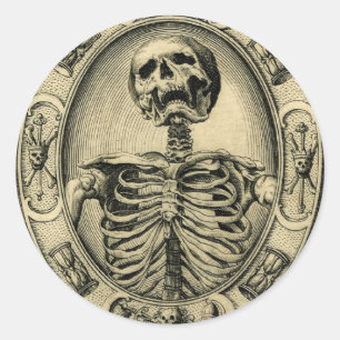 Skeleton, Goth, Medieval Classic Round Sticker