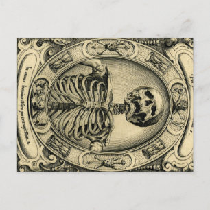 Skeleton, Goth, Medieval Postcard
