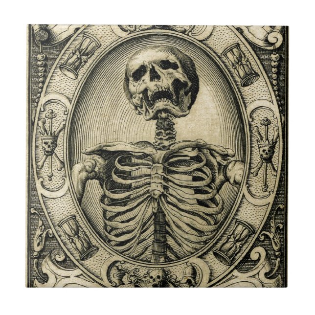 Skeleton, Goth, Medieval Tile (Front)