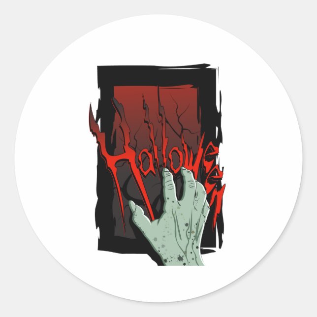 Skeleton Goth Style Black skull Classic Round Sticker (Front)