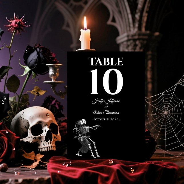 Skeleton Gothic Halloween Alternative Wedding Table Number (Creator Uploaded)
