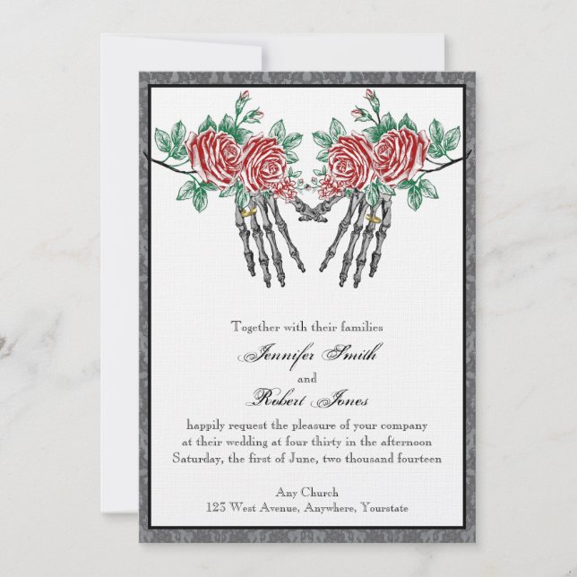 Skeleton gothique Mains et Faire-part de mariage (Devant)
