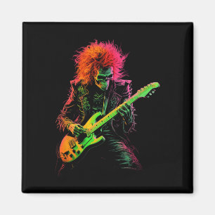 Skeleton Graphic Tee Playing Guitar Rock Band Hall Magnet