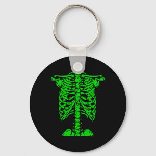 Skeleton Green Rib Cage Bone Costume Halloween Gra Keychain
