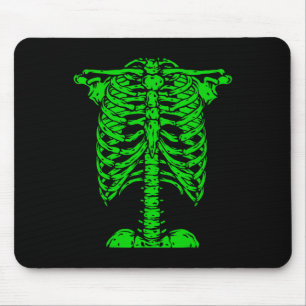 Skeleton Green Rib Cage Bone Costume Halloween Gra Mouse Pad