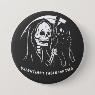 Skeleton Grim Reaper Holding Cat Funny Cat Lover 3 Inch Round Button