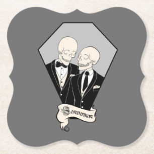 Skeleton Grooms Paper Coaster
