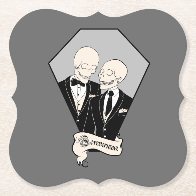 Skeleton Grooms Paper Coaster (Front)