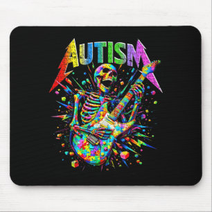 Skeleton Guitar Player Rock Music Autism Awareness Mouse Pad