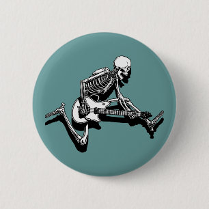 Skeleton Guitarist Jump 2 Inch Round Button