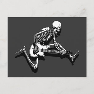 Skeleton Guitarist Jump Postcard