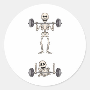 Skeleton Gym Funny Workout Gym Jokes Bodybuilding Classic Round Sticker
