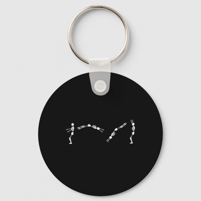 Skeleton Gymnast - Halloween Tumbling Backflip  Keychain (Front)