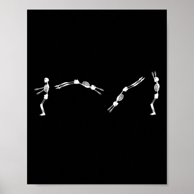 Skeleton Gymnast - Halloween Tumbling Backflip  Poster (Front)