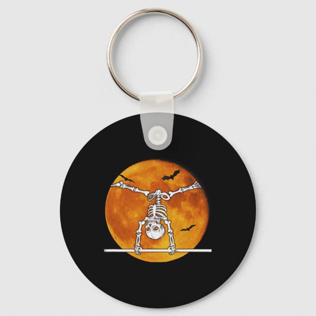 Skeleton Gymnastics Halloween Horizontal R  Keychain (Front)