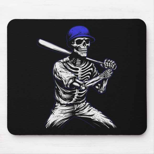 Skeleton Halloween Baseball Player  Mouse Pad (Front)