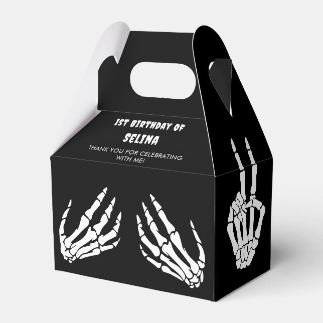 Skeleton Halloween Birthday  Favor Box (Front Side)