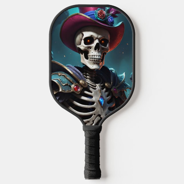 Skeleton, Halloween, Cap, Fantasy, Warrior, Skull Pickleball Paddle (Front)