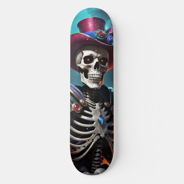 Skeleton, Halloween, Cap, Fantasy, Warrior, Skull  Skateboard (Front)