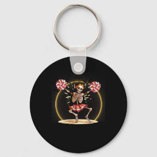 Skeleton Halloween Cheer Skeleton Cheerleader Keychain
