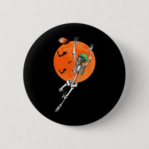 Skeleton Halloween Football Player 2 Inch Round Button