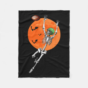 Skeleton Halloween Football Player  Fleece Blanket