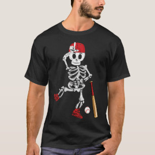 Skeleton Halloween Funny Skeleton Baseball Playing T-Shirt