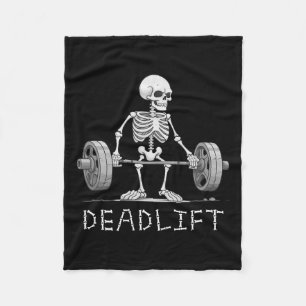Skeleton Halloween Funny Weight Lifting Costume Fleece Blanket