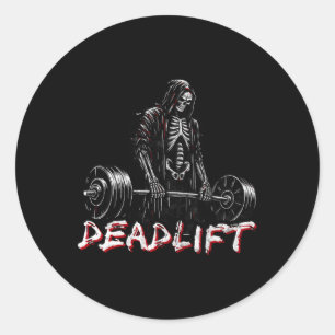 Skeleton Halloween Gym Jokes Weightlifting Workout Classic Round Sticker