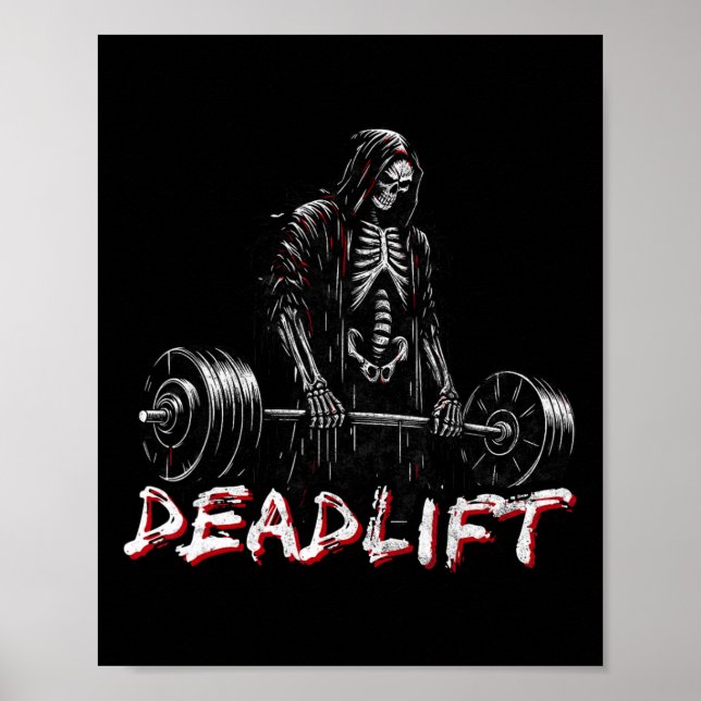 Skeleton Halloween Gym Jokes Weightlifting Workout Poster (Front)